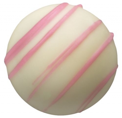 White Chocolate Raspberry Truffle W/ Pink Chocolate Stripes