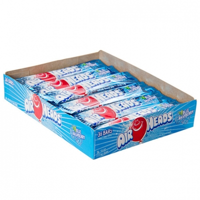 AirHeads Blue Raspberry Taffy Candy Bars - 36/Case