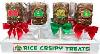 **SOLD OUT FOR 2025**<BR>Christmas Chocolate Covered Rice Crispy Pops - 16ct