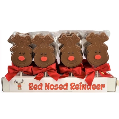 Red Nosed Reindeer Milk Chocolate Suckers 24ct